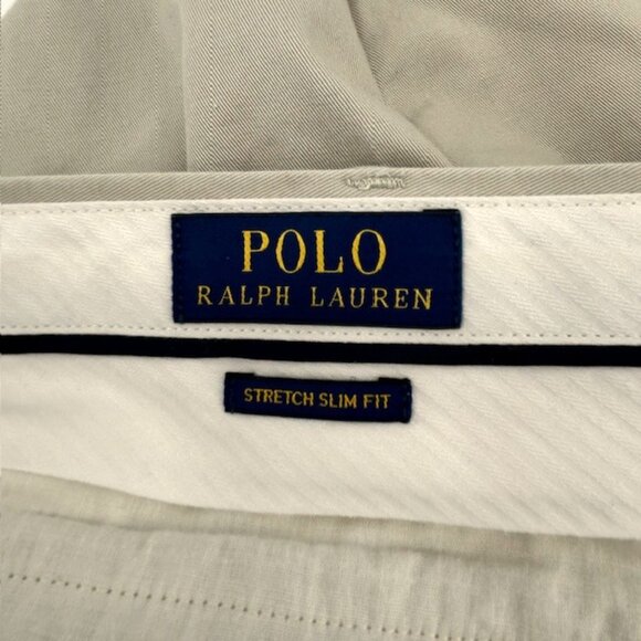 Polo Ralph Lauren Stretch Slim Fit Chino Pants 33x30 Flat Front Khaki Beige - Picture 7 of 9